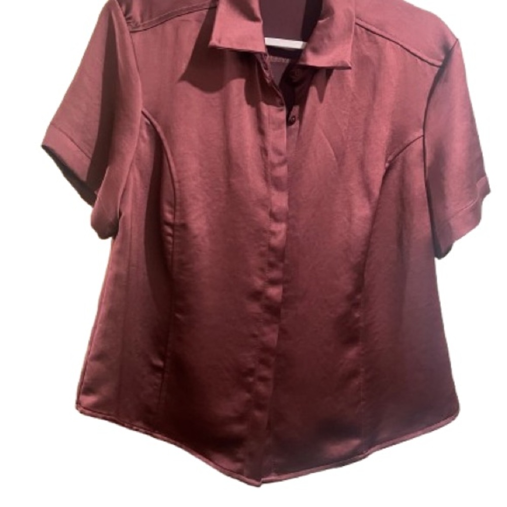 Express Burgundy Short Sleeve Blouse